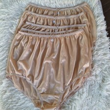 6pc Beige Plus Underwear Nylon Granny Panties Woman Man Light Soft Waist 44"-50"