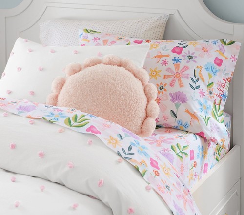 NEW Pottery Barn Kids Tufted Dot Full/Queen Duvet Cover & Shams, White/Pink - Picture 3 of 4