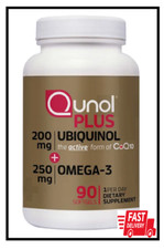 Qunol Plus CoQ10 Ubiquinol 200 mg. with Omega-3, 90 Softgels