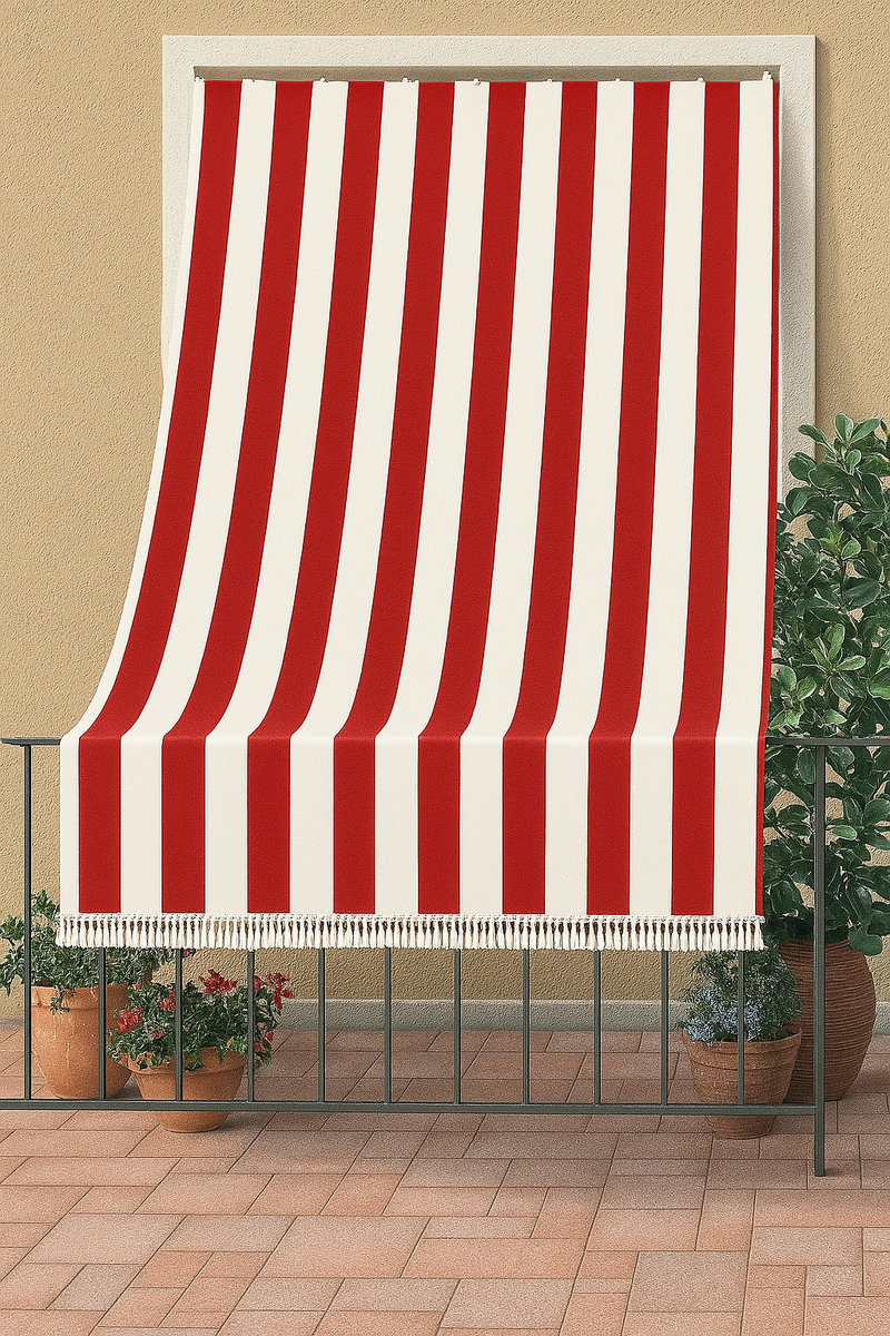 Tende da Sole a Righe Larghe con Anelli Esterno in Tessuto