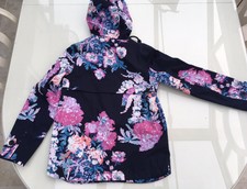 Joules Coast Print Right As Rain Jacket Size Uk 8 - Navy Floral So Cute     Ref*