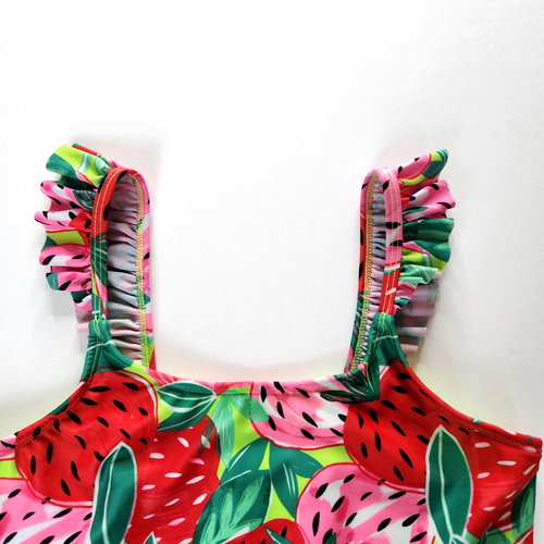 Girls Cat & Jack One Piece Swimsuit Size XL 14 Cut Out Fruit Strawberry Pink Red - Picture 4 of 9