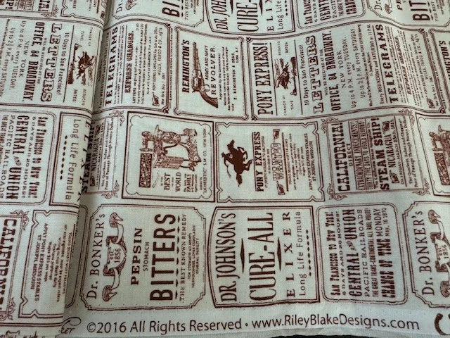 Cowboy Fabric by Samantha Walker for Riley Blake 1.5 Yards x WOF Western Adverts - Image 2 of 3