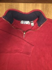 Oscar de la Renta Quarter Zip Sweater Mens XL Long Sleeve Red Cotton Casual