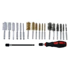 Neilsen 20pc Wire Brush Cleaning Kit Nylon Brass Steel Drill Set CT3863 Hex UK
