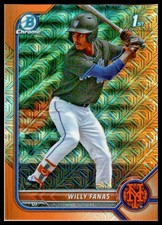 2022 Bowman Chrome Mega Box Orange Refractor #BCP196 Willy Fanas Mets/25