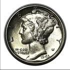 1943-D Mercury Dime Blast White Solid Gem BU++, Full Bands #001
