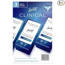 Secret Clinical Soft Solid Antiperspirant & Deodorant, Light & Fresh (1.6oz-3ct)