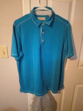 Tommy Bahama Polo Shirt Mens Medium Grey Short Sleeve Modal Polyester