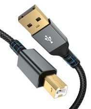 20FT USB Printer Cable USB 2.0 Type A to B Cord, Gold-Plated Nylon Braided Scann