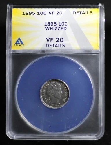 1895 ANACS VF20 Details Barber Dime