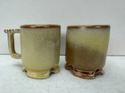 Vintage Frankoma Pottery Footed Small Mug & Cup 1B & 1C 2 3/4" Tall Lot of 2