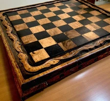 Vintage Chess Board 16" – 100% Handcrafted Large Walnut Solid Wood, Lifetime Use