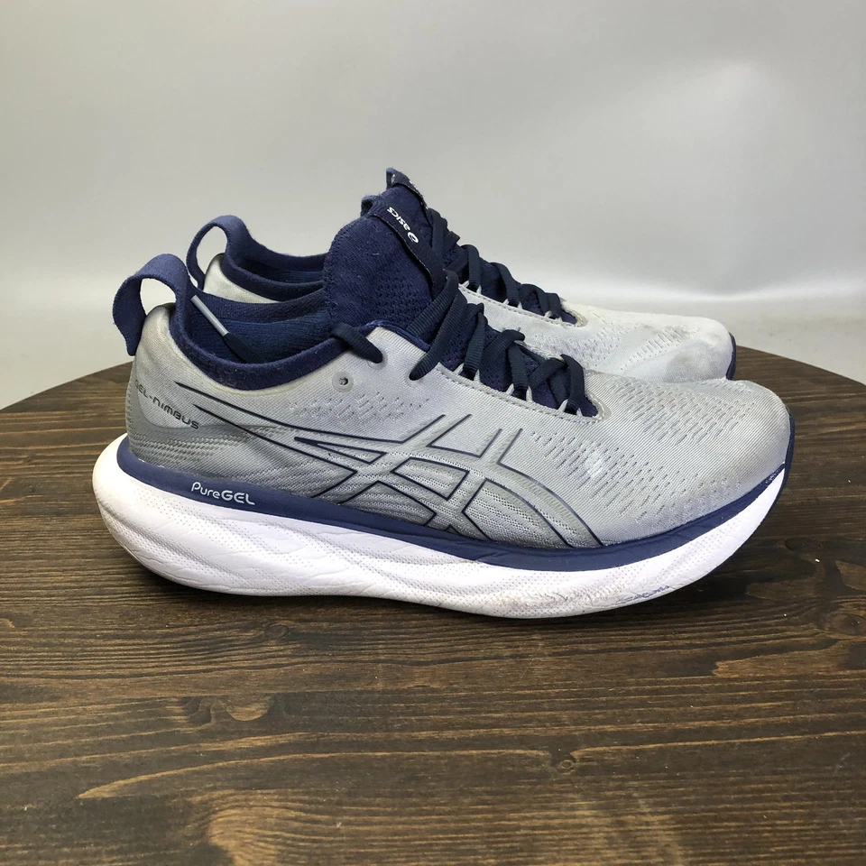Asics Gel Nimbus 25 Shoes Mens Size 8.5 Gray Navy Running Road Sneakers 1011B54 - Image 4 of 4