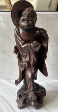 Chinese Antique Carved Root Wood Figure 20th Century Wooden 28cm High Buddha