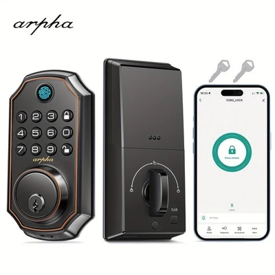 ARPHA Fingerprint Smart Door Lock Bluetooth Keyless Entry Deadbolt APP Control