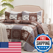 Leaonme King Size Quilt Set 3 Pieces Lightweight Reversible Bedspread-98X106