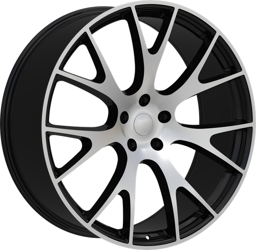 (Set-4) EC Replica EC218 22x9.5 5X115 15mm Black Machined Wheels Rims ...