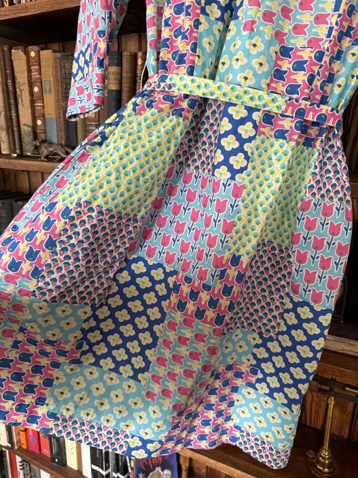 TALBOTS 12P Colorful Patchwork Belted Shirtdress … - image 8