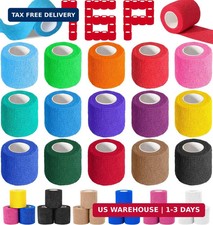 AZEN 16 Pack Self Adhesive Bandage Wrap, 2" X 5 Yards Elastic Cohesive Bandage W