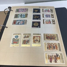 Antique Stamp Binder Approximately 250 Stamps In Binder!!!! Very Cool!