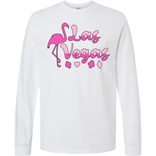 Inktastic Las Vegas- Flamingo Silhouette In Pink Long Sleeve T-Shirt Summer City