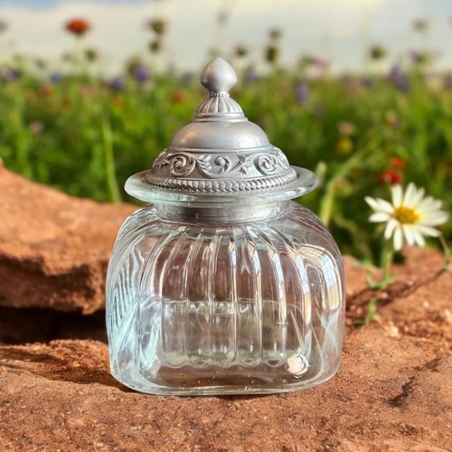 Artland Canister Set of 2-Clear Ribbed-Mayfair Lid-Biscuit Jar-Apothecary-Cookie - Picture 3 of 7