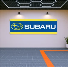Subaru Flag Banner 71x24" – JDM Garage or Rally Car Wall Decor