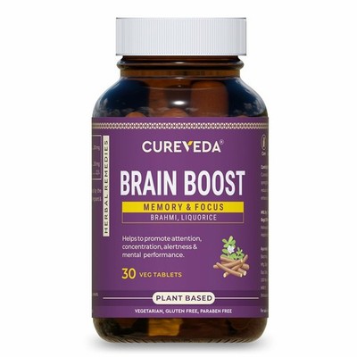 Cureveda Brain Boost Brahmi Liquorice Memory 30 Tablets