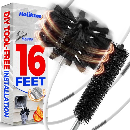 16 Feet Dryer Vent Cleaner Kit, Lint Remover,Fireplace Chimney Brushes, Exten...