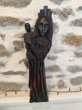 Grande Vierge à l'Enfant en bois sculpté – Art religieux – 52 cm