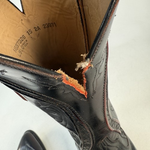 Lucchese Handmade Classics Boots Sz 15 AA Gavin Black Cherry Goat Leather Cowboy - Picture 14 of 17
