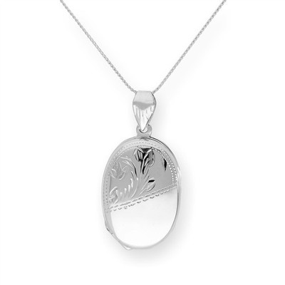 Sterling Silber 4 Foto Familie Oval Medaillon an Kette 16 - 24 Zoll
