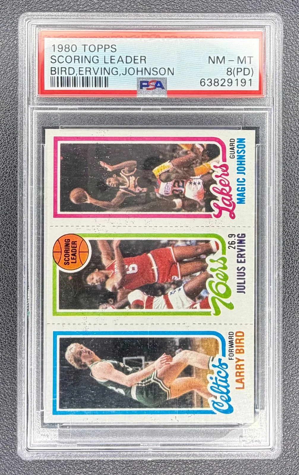 Bird/Erving/Magic Topps PSA 8