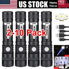 2-10 Pack Super Bright LED Tactical Flashlight Rechargeable LED Work Light USA