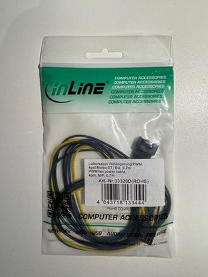Lüfterkabel Verlängerung PWM, 4pol Molex ST/BU, 0,7m PWM fan power cable