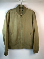 MNG by Mango Green Bomber Jackey Sz M Suede Textured Ribbed Co