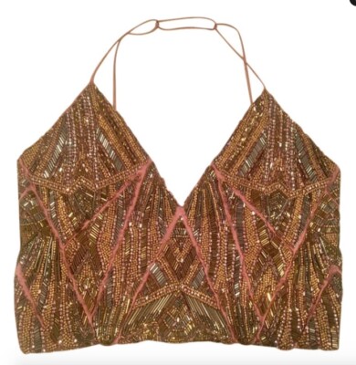 alexandre vauthier Embellished Silk Tank Rosewood Top - Size 6 Women's