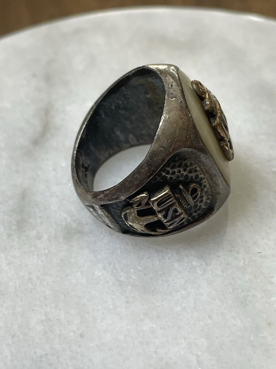 Vtg WWII USN US Navy Ring DB Sterling Silver 1/20 12K GF Vtg WWII USN US Navy Ring DB Sterling Silver 1/20 12K GF