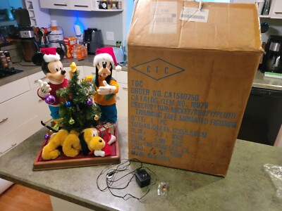Vtg Telco MICKEY GOOFY PLUTO TRIMMING TREE CHRISTMAS Animated WORKS See VIDEO