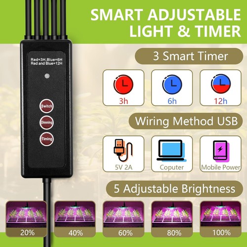 XL Samen Starterschalen mit Growlicht, 5er Pack 80 LED Samen Starterset mit großen - Bild 3 von 5