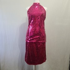 Vintage 80s Cattiva Boutique By Ann Hobbs Sequin Skirt Halter Set Women's Size 8