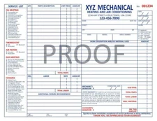 100 HVAC Plumbing Work Order Invoices / Color / 2 Part / 8.5 x 11 TMG006