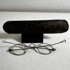 Vintage Silver Oval Clear Glasses Spectacles with Leather Case Tear Drop