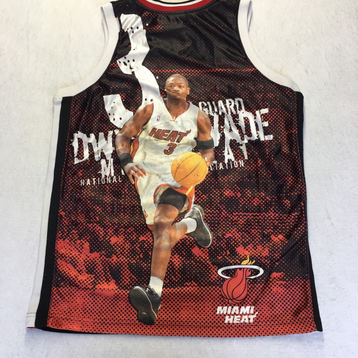 Dwayne Wade #3 Miami Heat SEWN MAJESTIC NBA Jersey Photo