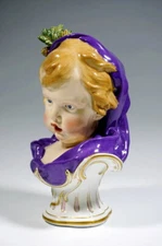 Large Meissen Children's Figure Bust Winter Heinrich Schwabe Mnr:K178 Circa 1880