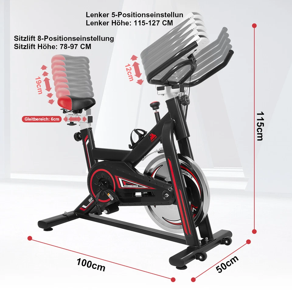 Profi Heimtrainer Fitnessbike Fahrrad Schwungrad Ergometer Cycling Trimmrad - Bild 3 von 4