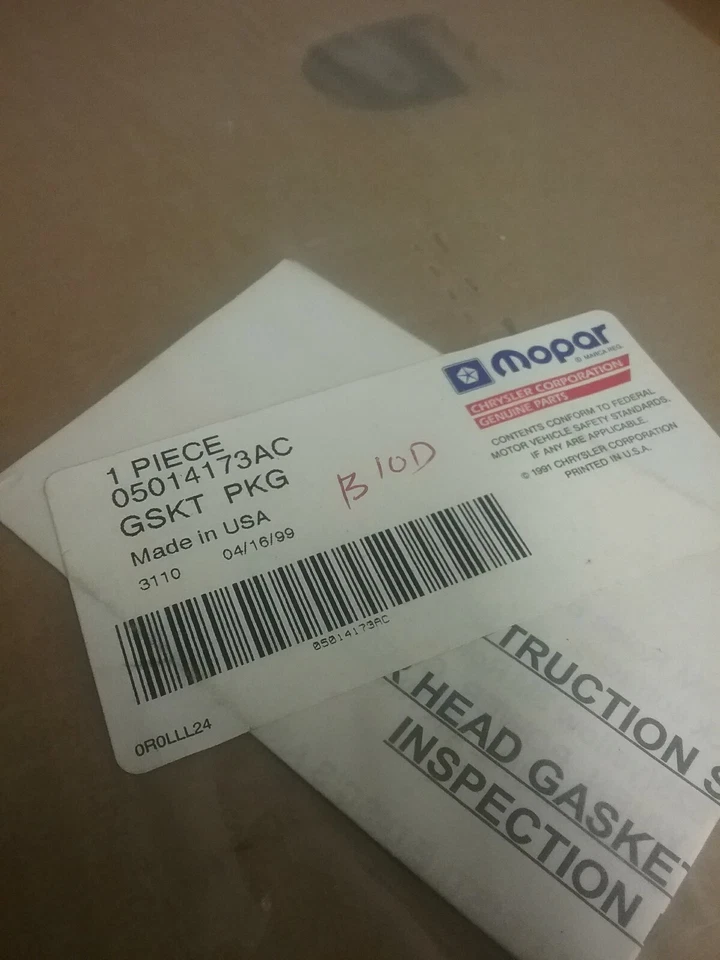 Paquete de junta de culata de motor Mopar 5014173AC - Hecho en EE. UU. Foto 3 de 3