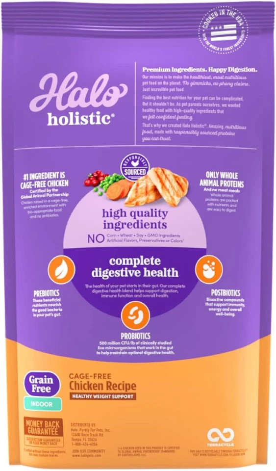 Halo Holistic Indoor Cat Food Dry, Grain Free Cage-free 3 Pound (Pack of 1)  - Image 2 of 4