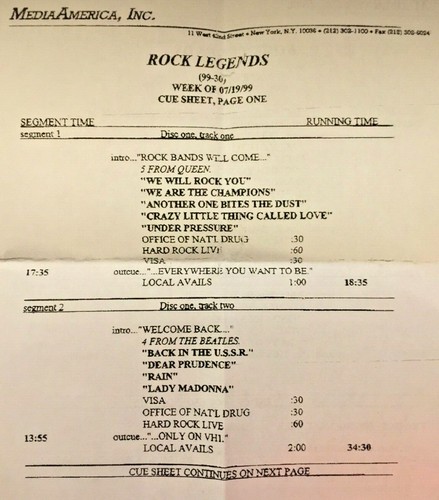 RADIO SHOW: ROCK LEGENDS 7/19/99 SETS w/QUEEN, BEATLES, DAVID BOWIE,JIMI HENDRIX - Picture 2 of 3